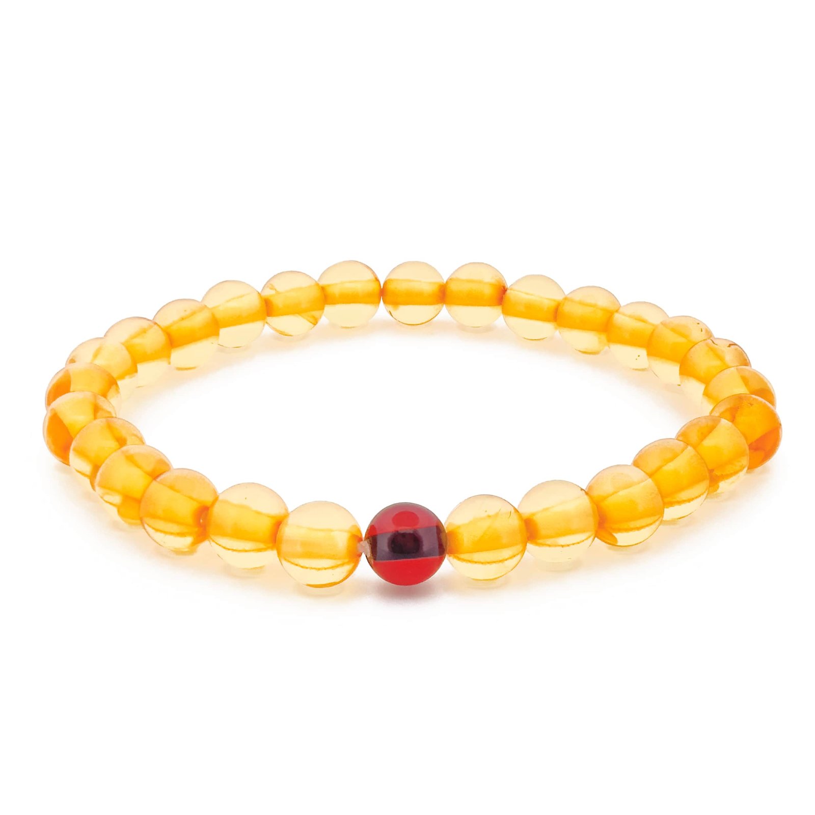 Amber Bracelet – 6mm Round Lemon Beads - Baltic Amber Wholesale - Ekohub.lt