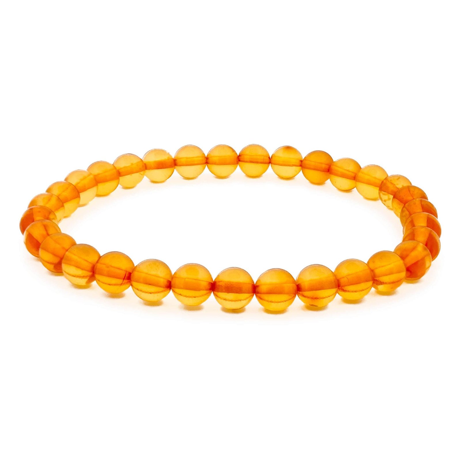 Amber Bracelet – 6mm Round Honey Beads - Baltic Amber Wholesale - Ekohub.lt