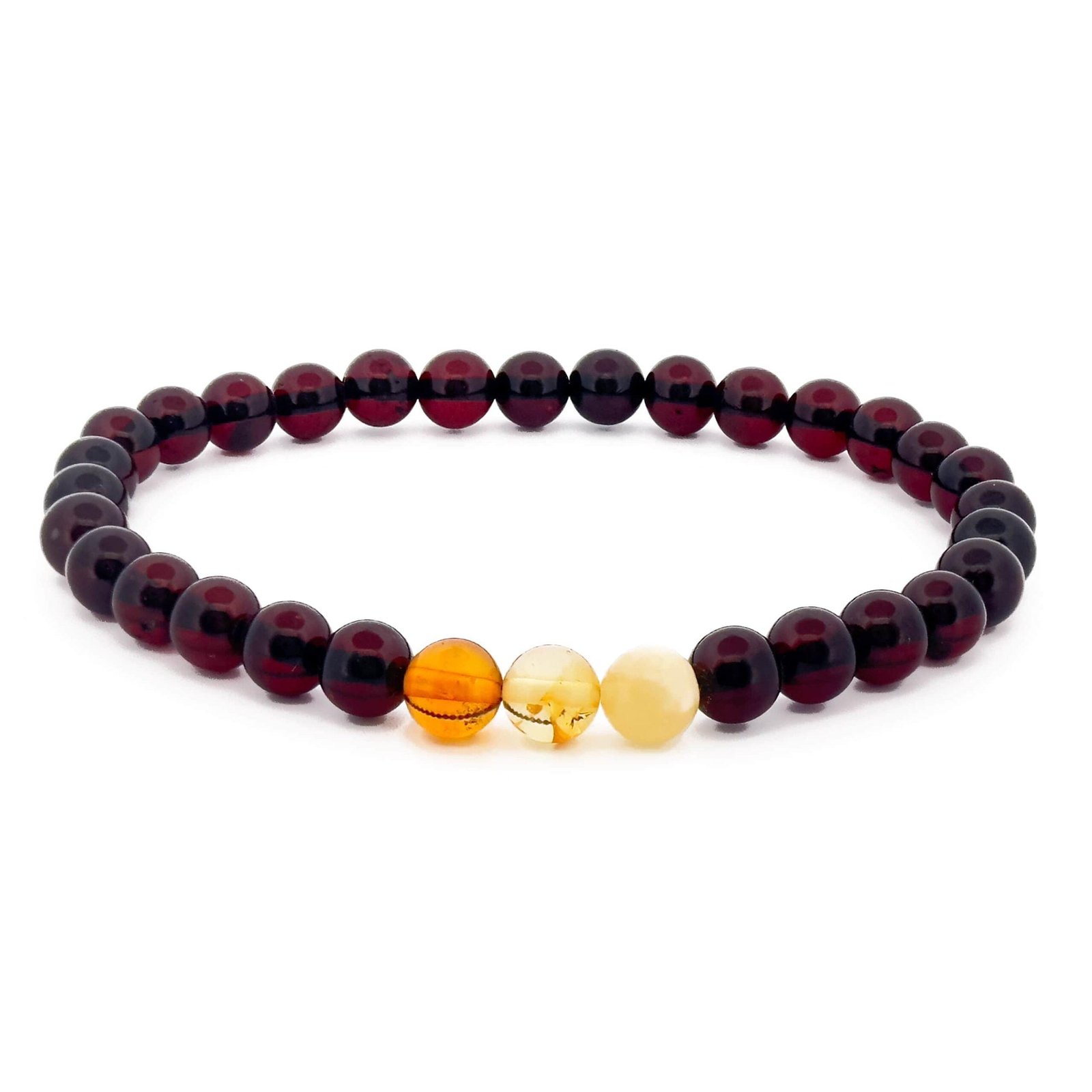 Amber Bracelet – 6mm Round Multicolor Beads - Baltic Amber Wholesale - Ekohub.lt
