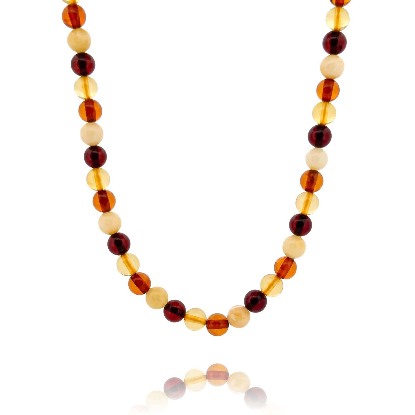 Amber Necklace – 6mm Round Multi Color Beads - Baltic Amber Wholesale - Ekohub.lt