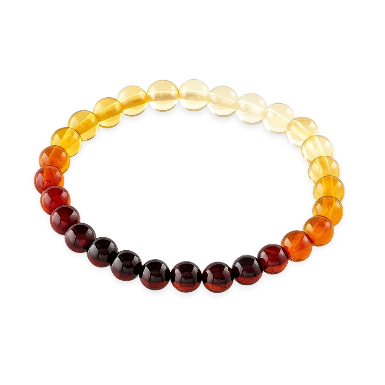 Amber Bracelet – 6mm Round Rainbow Beads - Baltic Amber Wholesale - Ekohub.lt