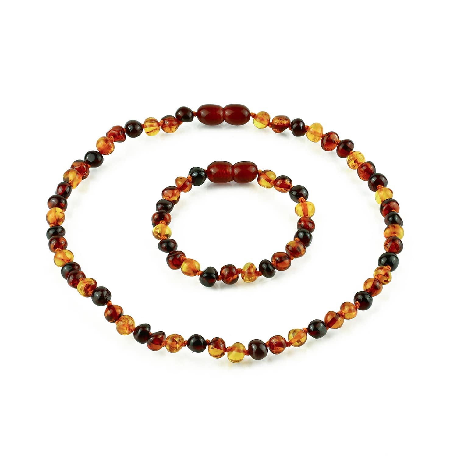 Amber Kids Necklace & Bracelet Set – Baroque Beads Multicolor no.4 - Baltic Amber Wholesale - Ekohub.lt