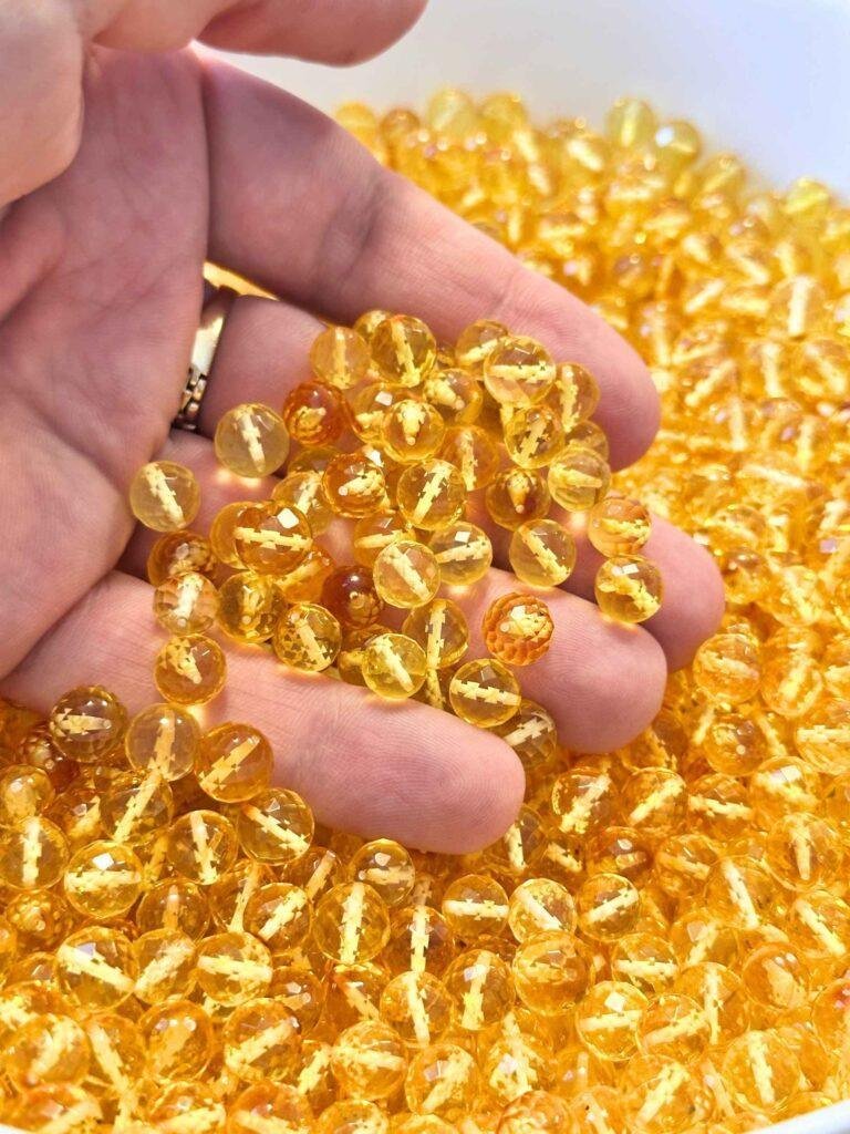 Loose Amber Beads – Faceted 8-10mm Round Beads – 500 grams - Baltic Amber Wholesale - Ekohub.lt
